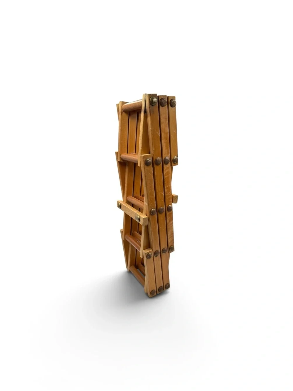 Vintage 70s Wooden Folding Wine Rack Expandable Bottle Holder Cottagecore Decor